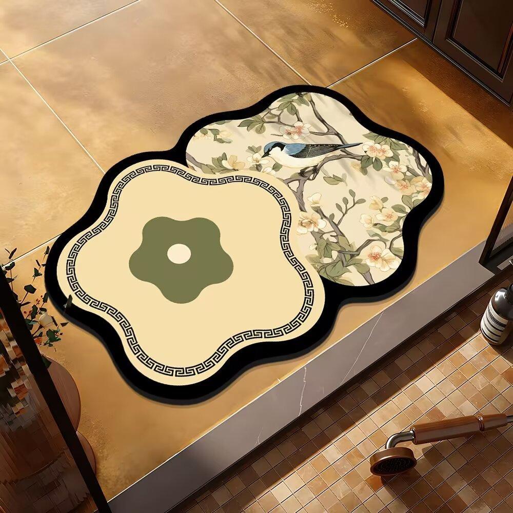Special-shaped Flower Bathroom Floor Mat Washroom Door Wash Under Non-slip Absorbent Wear-resistant Foot Mat Door Mat
