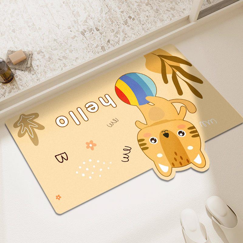 Household Cartoon Bathroom Absorbent Non-slip Foot Mat Series Diatom Mud Can Be Cut Household Bathroom Door Mat