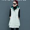 Gilet in cotone da donna senza maniche inverno autunno femminile con cappuccio caldo gilet lungo cappotto solido femminile