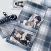 Y2K Denim Checkered A5 Photo Album - 4 Pocket Pages for For Kpop Idol Photocards, Polaroids & Instax Photo Storage