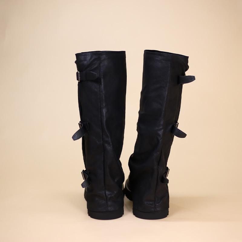 2025 New Women's Retro European-Style Over-the-Knee Boots with Thick Soles and Buckles