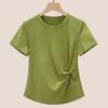 Kink Irregular T-shirt Women's Summer Temperament Is Thin and Chic Round Neck Short-sleeved Top