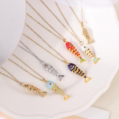 Summer Ocean Series Colorful Fish Pendant Necklace Personalized Fashionable Goldfish Jewelry Gift