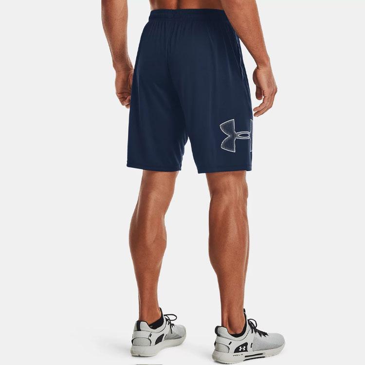 Under Armour Logo Print Training Shorts Men Bottoms Navy-Blue 1306443-409