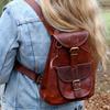 LEATHER BACKPACK TRADITIONAL Design, Handmade. With Combo Leather Diary