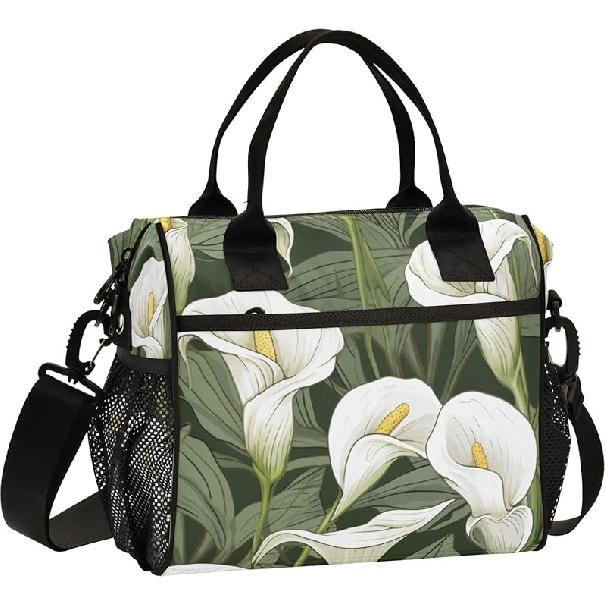Green Butterflies Large Insulated Lunch Bag for Office Work School Picnic Reusable Tote Bag, Medium, A05W23017