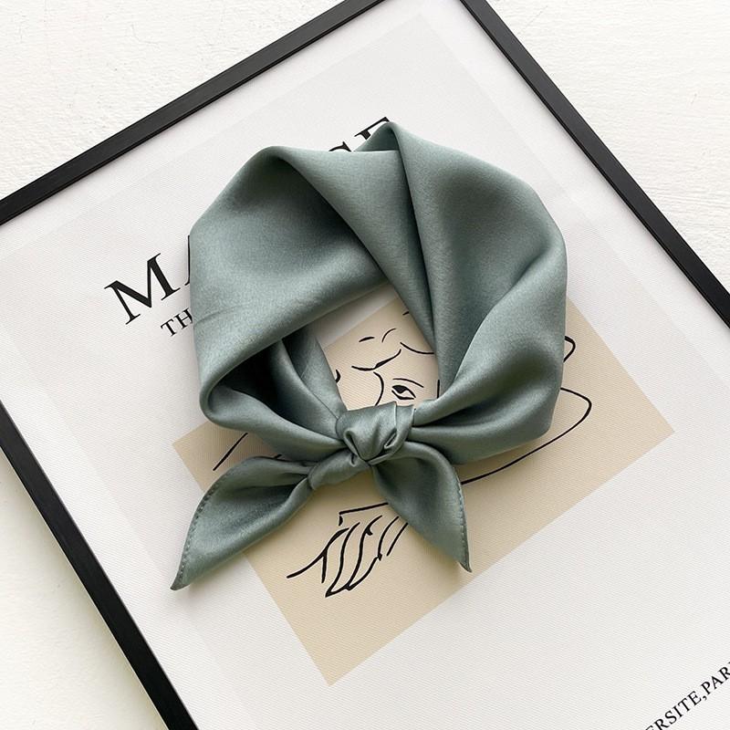 Lightweight Silk Scarf Women 53x53cm Pure Color Square Neck Elegant Minimalist Accessory