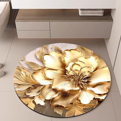 Bathroom Absorbent Foot Mat Household Wear-resistant Non-slip Mat Round New Diatom Mud Floor Mat 1pcs