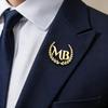 Customized Wheat Flower Name Brooch For Men New Elegant Gold Color Stainless Steel Personalized Jewelry Gentleman Groomsman Gift