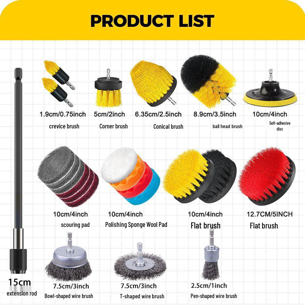 Electric Drill Multi-Cleaning Brush Head for Household, Kitchen, Bathroom, Car, and Carpet with Long Handle