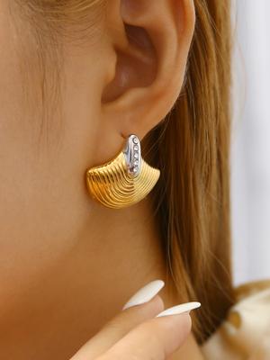 Sommer Strand Kollektion Mode Elegant Böhmischer Stil Edelstahl 18K Vergoldet Diamant Muschel Ohrstecker Für Frauen