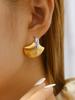 Summer Beach Collection Fashion Elegant Bohemian Style Stainless Steel 18K Gold Plated Diamond Shell Stud Earrings For Women