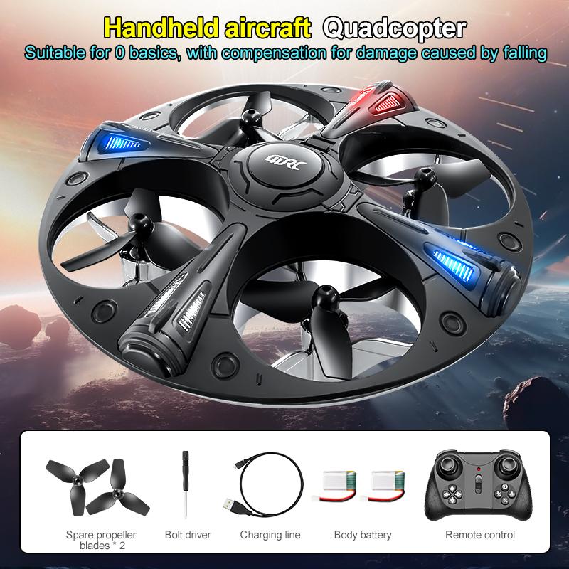 New V43 Mini RC UFO Drone With LED Light Gesture Sensing Quadcopter Anti-collision Induction Flying Ball Dron RC Toys For Kids