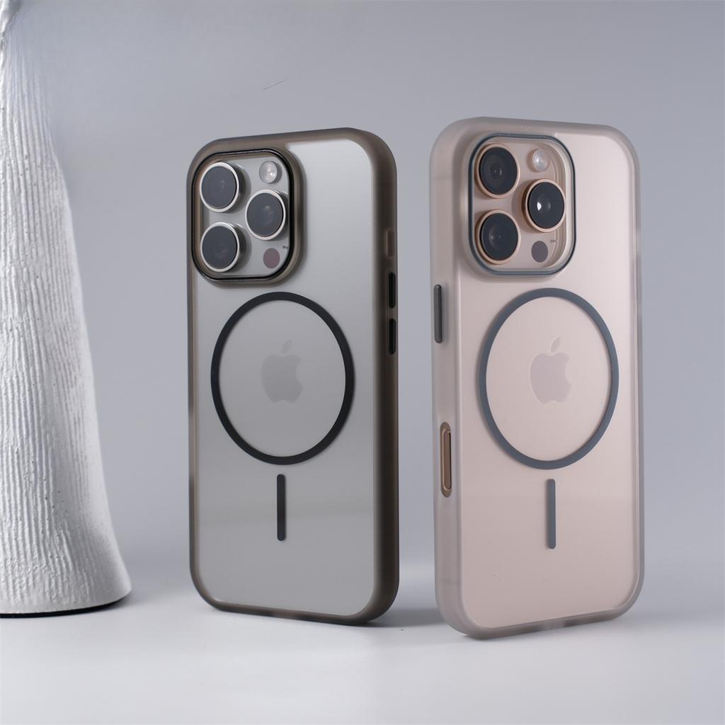 New IPhone16 Transparent Thin Ring Magnetic Suction Phone Case Suitable for Apple 15promax Simple Anti Fall Protection Case