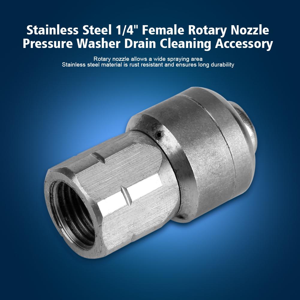 Rostfritt stål 1/4" Invändig Roterande Munstycke Högtryckstvätt Avloppsrengöringstillbehör