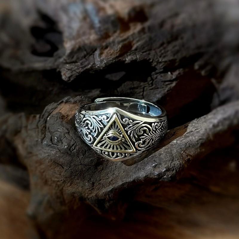 Adjustable Open Ring With Ancient Egyptian Eye Of Horus Motif Retro Vintage Bohemian Style Unisex Jewelry Men Women