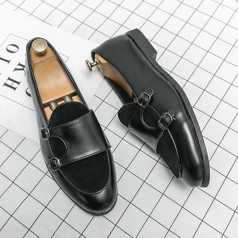 New Shallow Shoe Green Loafers Double Buckle Brand Men Shoes Italian Classic Slip on Casual Shoes Luxury Designer Shoes