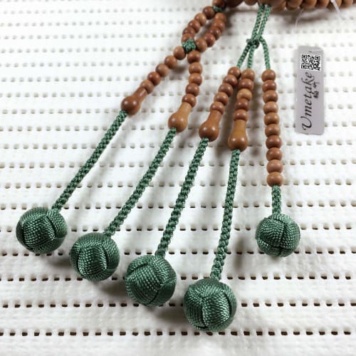 Umetake Plum Bamboo Nichiren Buddhist Prayer Beads for Men, 1.5 Shaku (3.5 cm), Natsume Wood, Fruit Green, Odamaki Bonten, Lotus Sutra