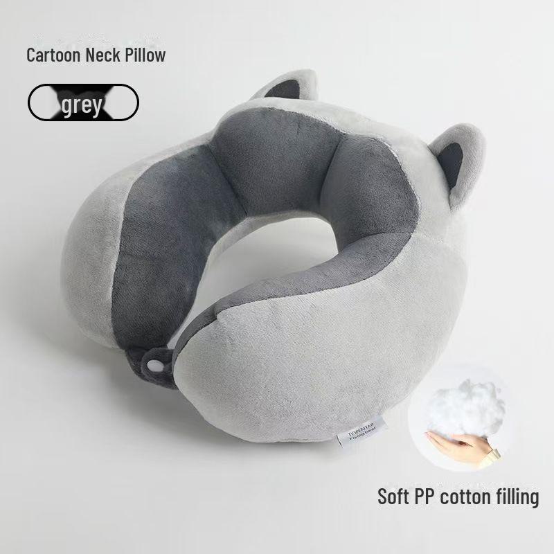Green Dinosaur Embroidered U-Shaped Neck Pillow - PP Cotton Travel & Office Cervical Support Pillow