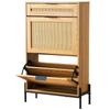 Rattan Schuhschrank Schuhaufbewahrung mit 2 Klappschubladen & 1 Ausziehschublade