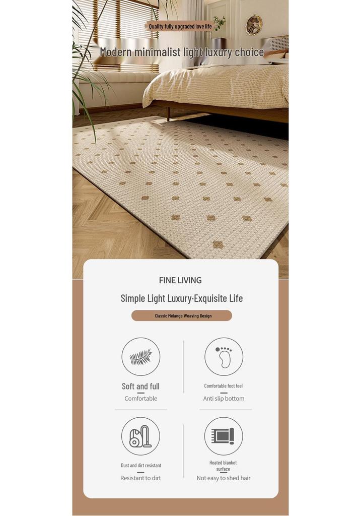 Stain-Resistant Waterproof Loop Pile Cotton Linen Carpet - Easy To Clean Floor Mat for Living Room & Bedroom