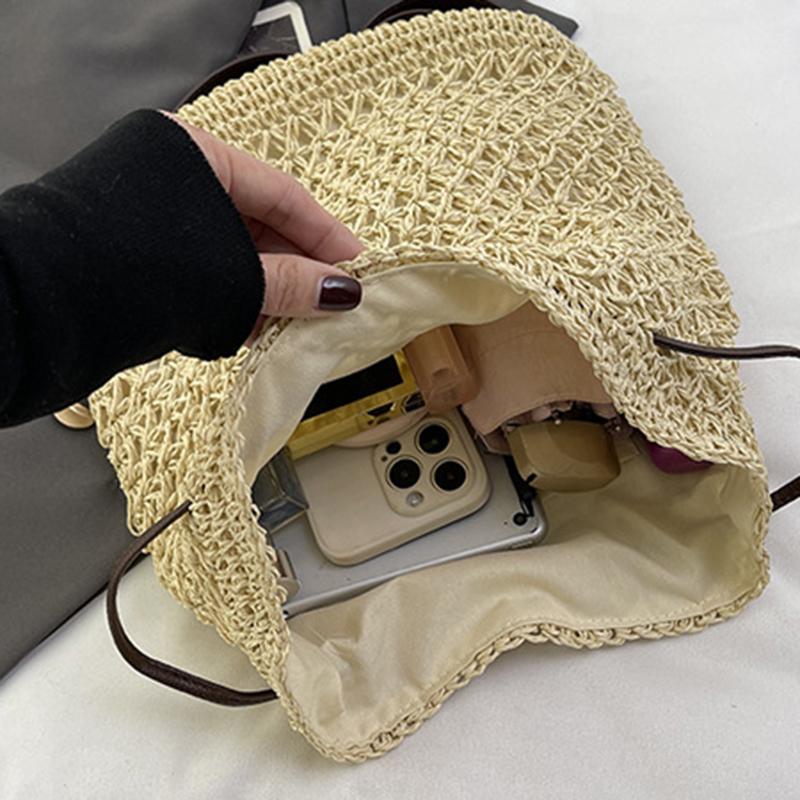 Letní dámský batoh se stahovací šňůrkou Daypack Weaving přes rameno Malý batoh Mochila