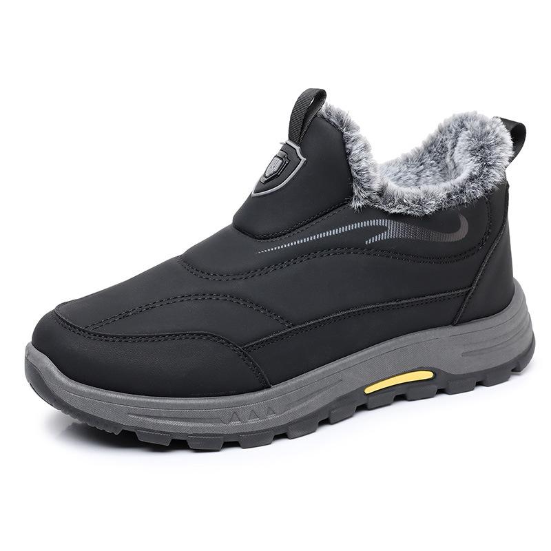 Men's Winter Fleece Lined High Top Shoes Outdoor Anti Slip Snow Boots Thickened Fur Lined Short Booties Men's Warm Soft Sneakers