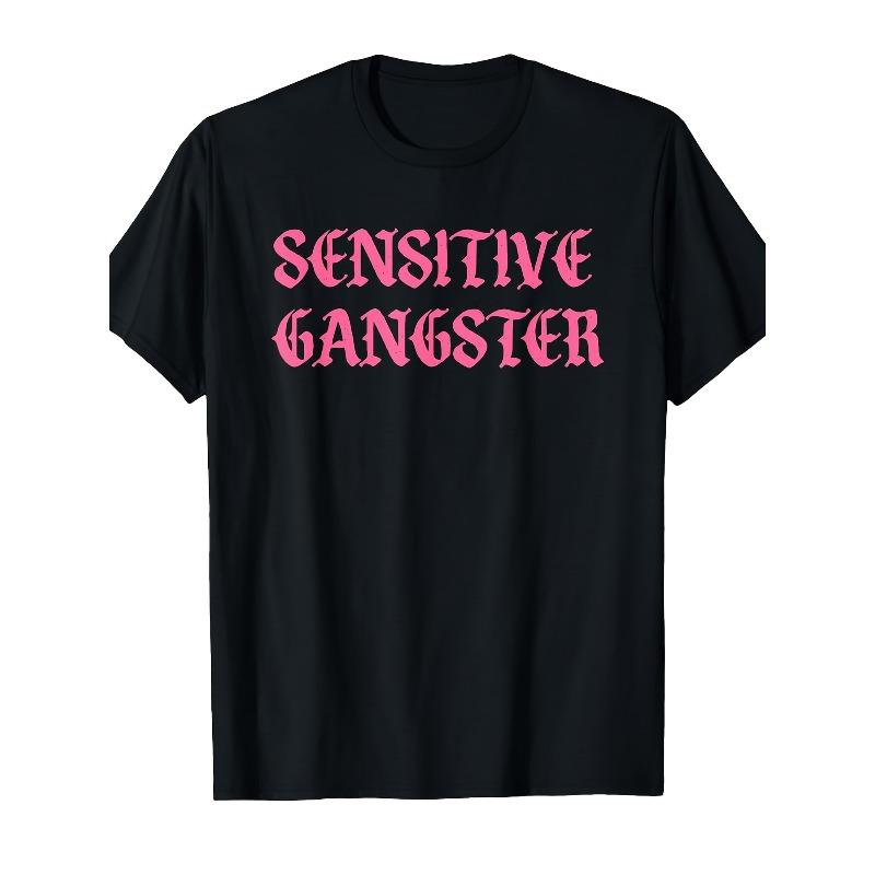 

European sizes Sensitive Gangster Design T-Shirt[Cool Design] Street Trending Style Tee Comfortable 4XL чорний