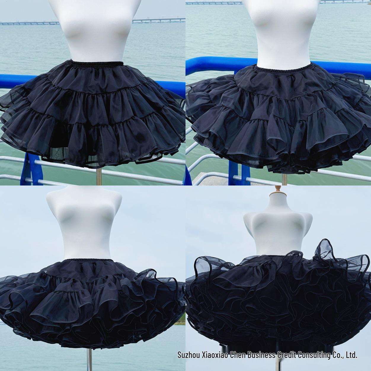 

Нижняя юбка-фонарик в стиле Лолиты для косплея - Angel Maid с сетчатой вставкой и подкладкой 45cm x 20m чёрный