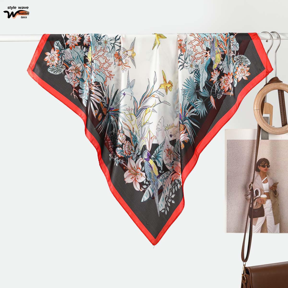 

Women s Versatile Silk Floral Scarf - Light Luxury, Spring/Summer 70cm Square, Trendy & Hot Selling 70x70CM