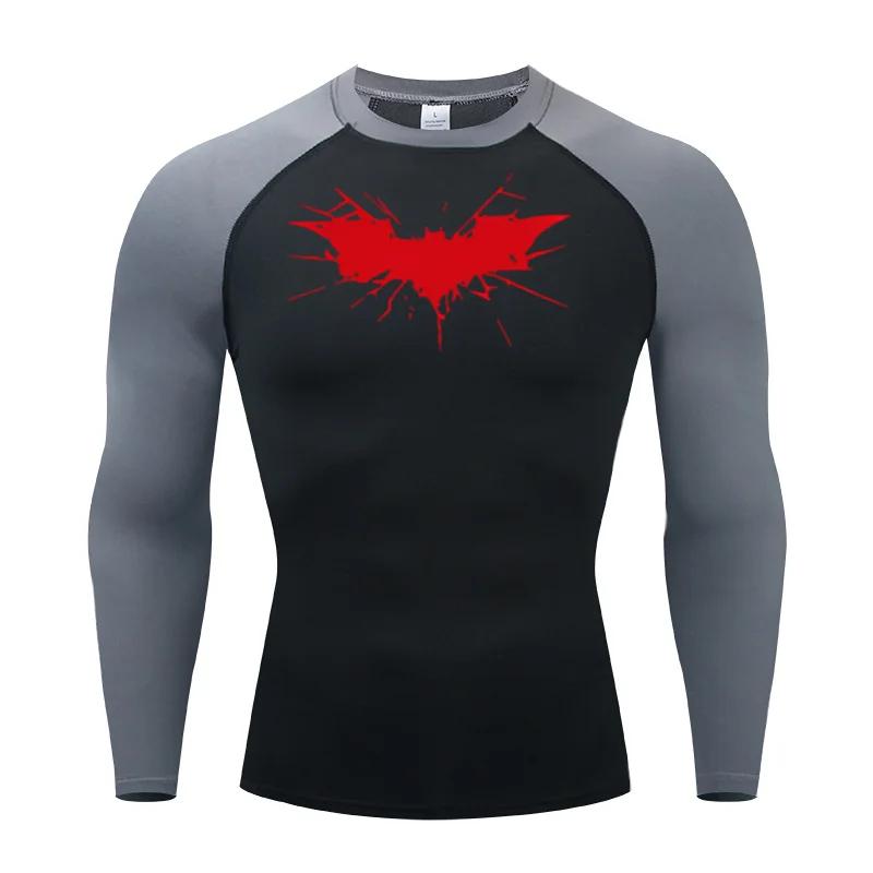 Men's Print Long Sleeve Compression Shirts Gym Workout Rash Guard Athletic Fitness Running Baselayer Undershirts Tops Sportswear
