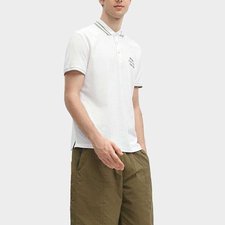 Fila Letter Fashion Casual Short Sleeve Polo Shirt Men Polo Shirts White F11M418105F-WT