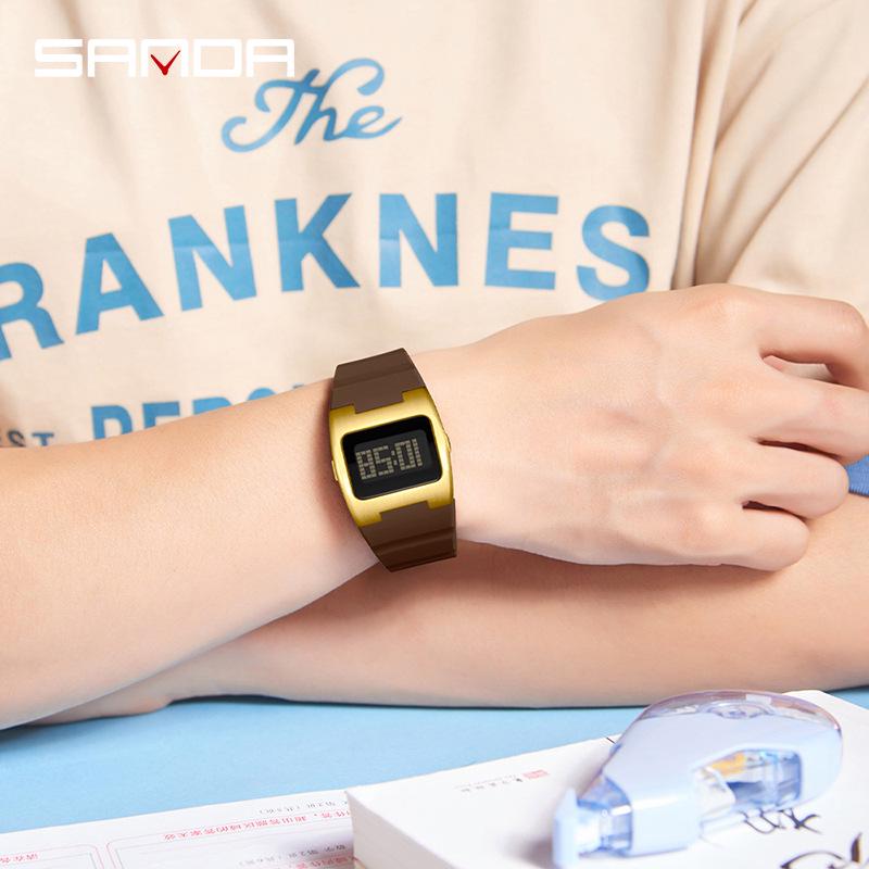 Sanda Retro Y2K Waterproof Square Wristwatch with Alarm - Unisex Multifunctional Design