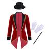 Boys Girls Circus Ringmaster Showman Magician Costume Halloween Tailcoat Jacket with Hat Gloves Outfits for Fancy Party