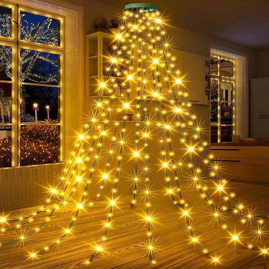 Christmas LED String Lights with Memory Function 8 Modes Star Topper Waterproof USB Powered Christmas Tree Lights
