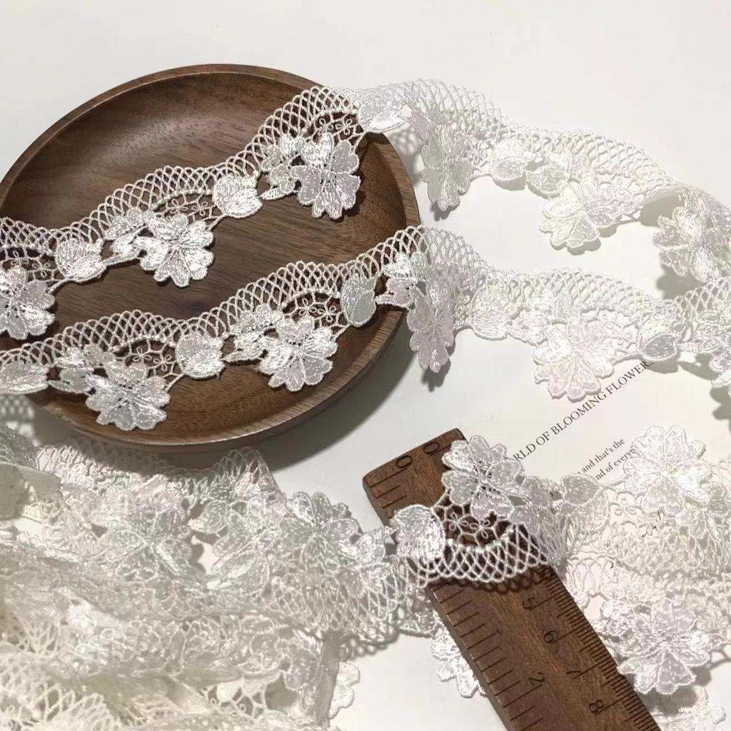 20yards White Hollow Water-soluble Lace Wedding Materials Headdress Belt Clothing Textile Decorative Lace Accessories