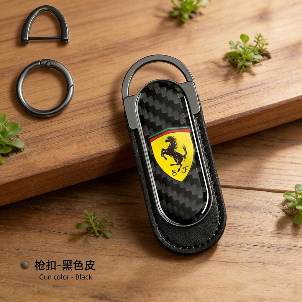 1pc Carbon Fibre Keychain Creative Car Keyring For Ferrari Horse SJ SP1 812 F40 F12TDF SF90 458 488 599 612 FF F12 Accessories