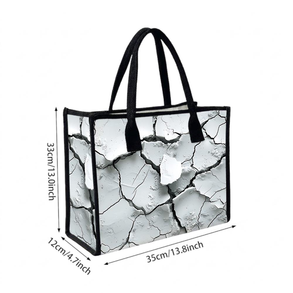 Cracked Pattern Tote Bag Fashion Casual Large Capacity Daily Use Shopping Shoulder Handbag for Women