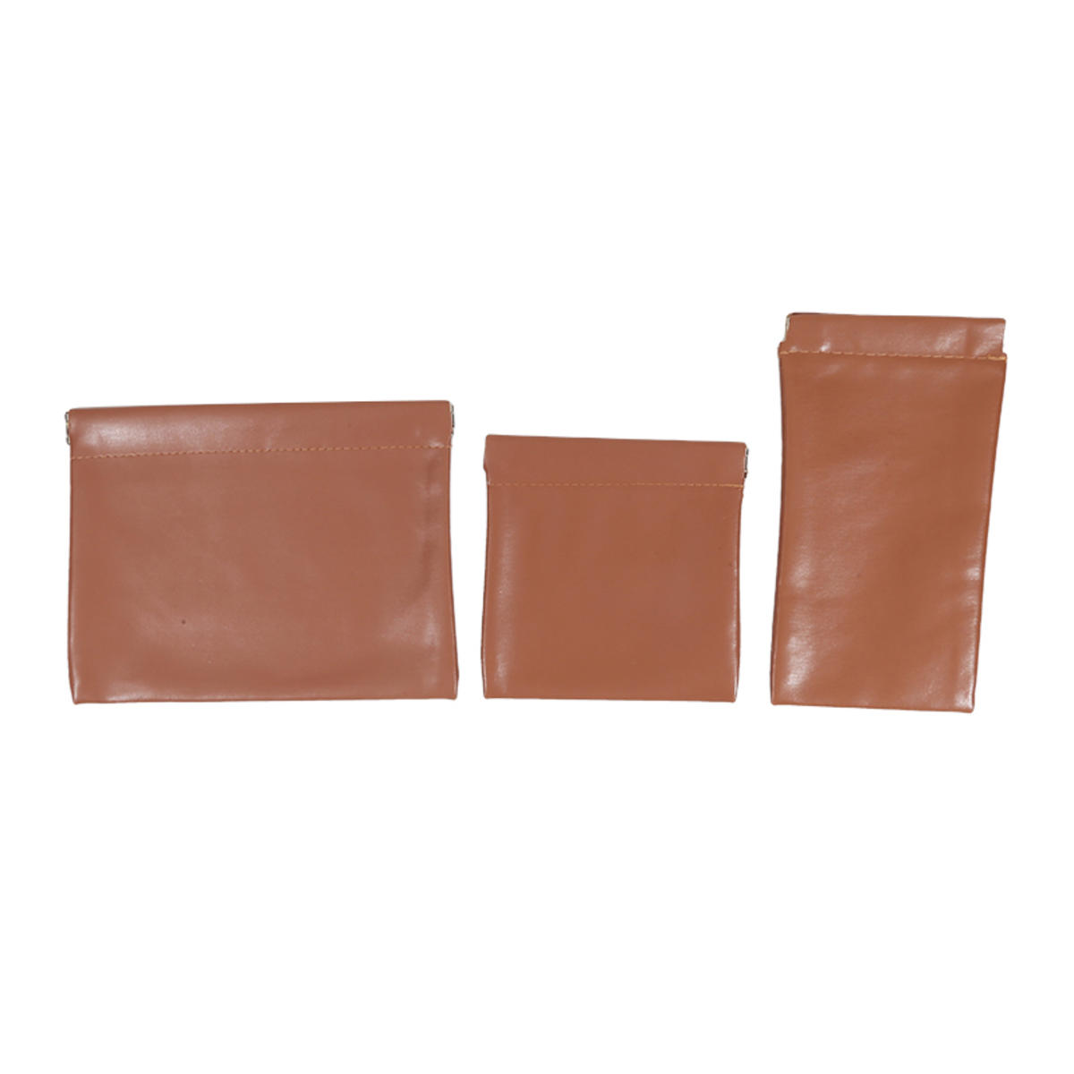 

3pcs Multi-size Storage Bag Women Cosmetic Organizer Large+Small+Glasses Bag Pu Leather Pouch Ladies Toiletry Lipstick Bags S+L коричневый