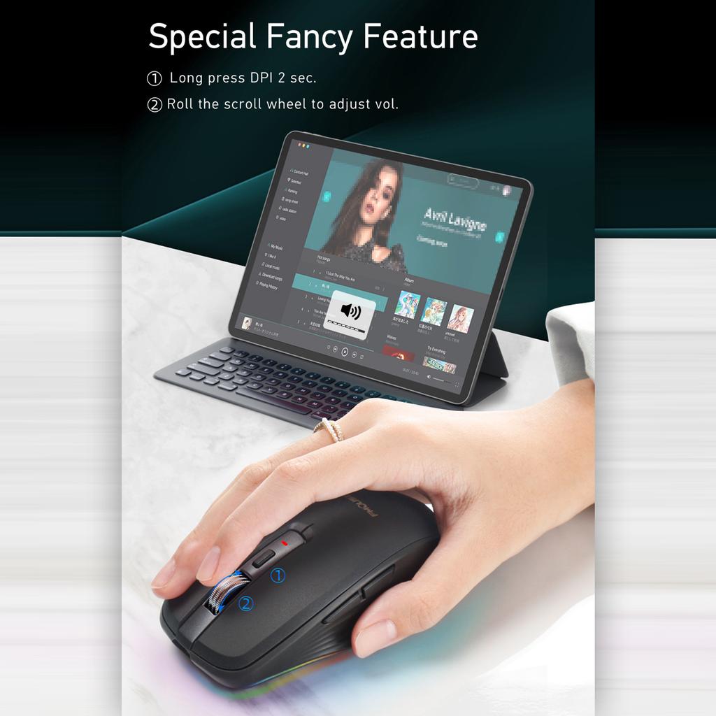 FMOUSE 2.4G+BT5.1 Dual-mode Wireless Mouse Computer Gaming Mice Ergonomic Design 4-gear