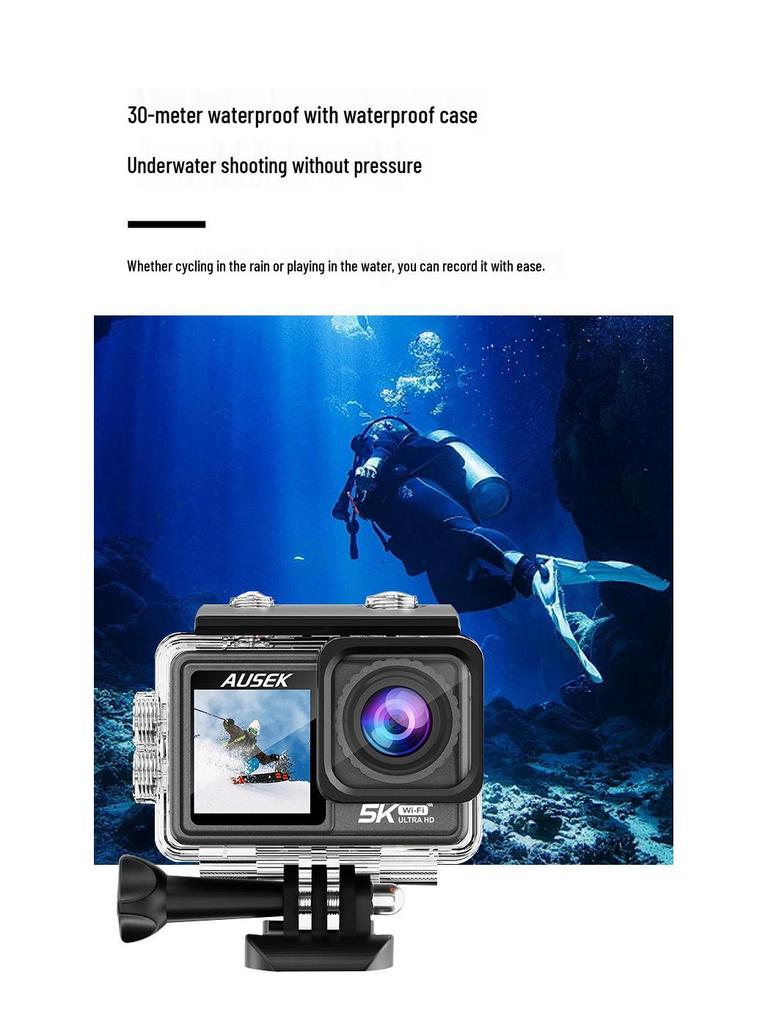 4K Sports Action Camera with Anti-Shake, Touchscreen, Wireless Connectivity, for Cycling & Fishing