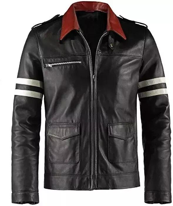 

Мужская стильная куртка ручной работы из натуральной кожи ягненка для мотоциклистов 3XL чёрный