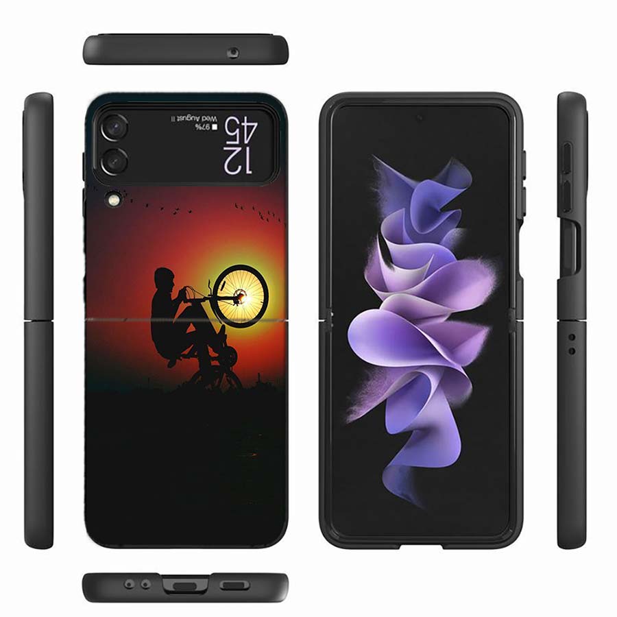Beautiful Sunset and My Bicycle Phone Case For Samsung Z Flip 6 7 5G Z Flip 5 Galaxy Z Flip 3 4 5G ZFlip Shockproof Hard Cover T