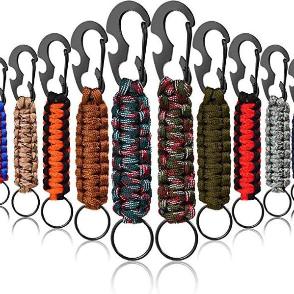 Emergency Carabiner Keychain, Outdoor Paracord Beetle Key Ring, Handmade Climbing Gear for Hiking Survival Kit, Eagle Hook Accessories