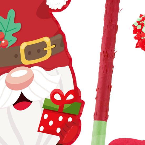Gnome Pinata Red Christmas Gnome Pinata with Stick Blindfold And Confetti Winter Theme Birthday Party Decorations for Xmas Birthday Baby Shower