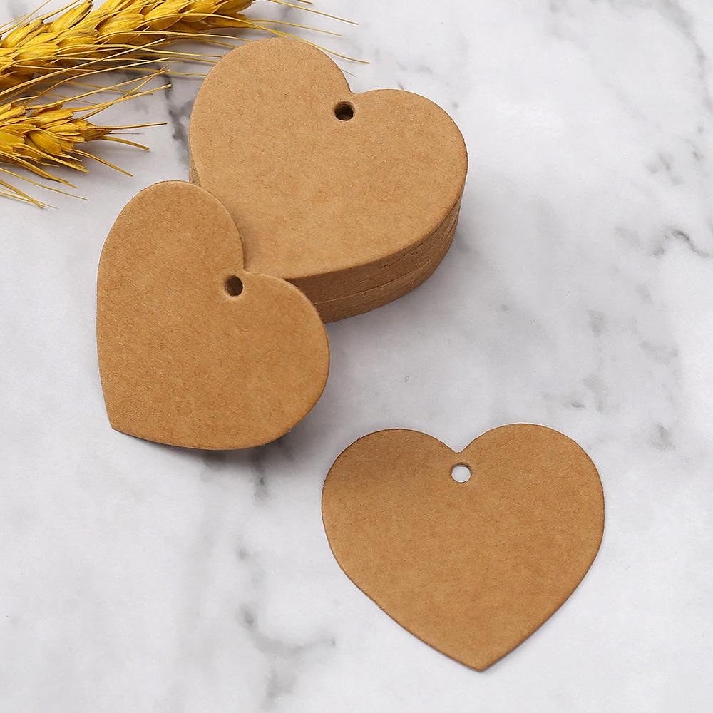 Heart-Tag Cowhide Paper Blank Heart-Shaped Card for Valentine's Day