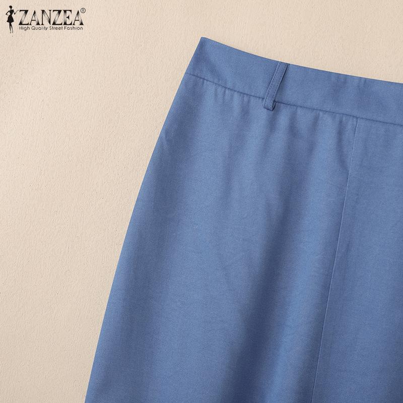 ZANZEA Womens Casual Patchwork Loose Midi Skirts