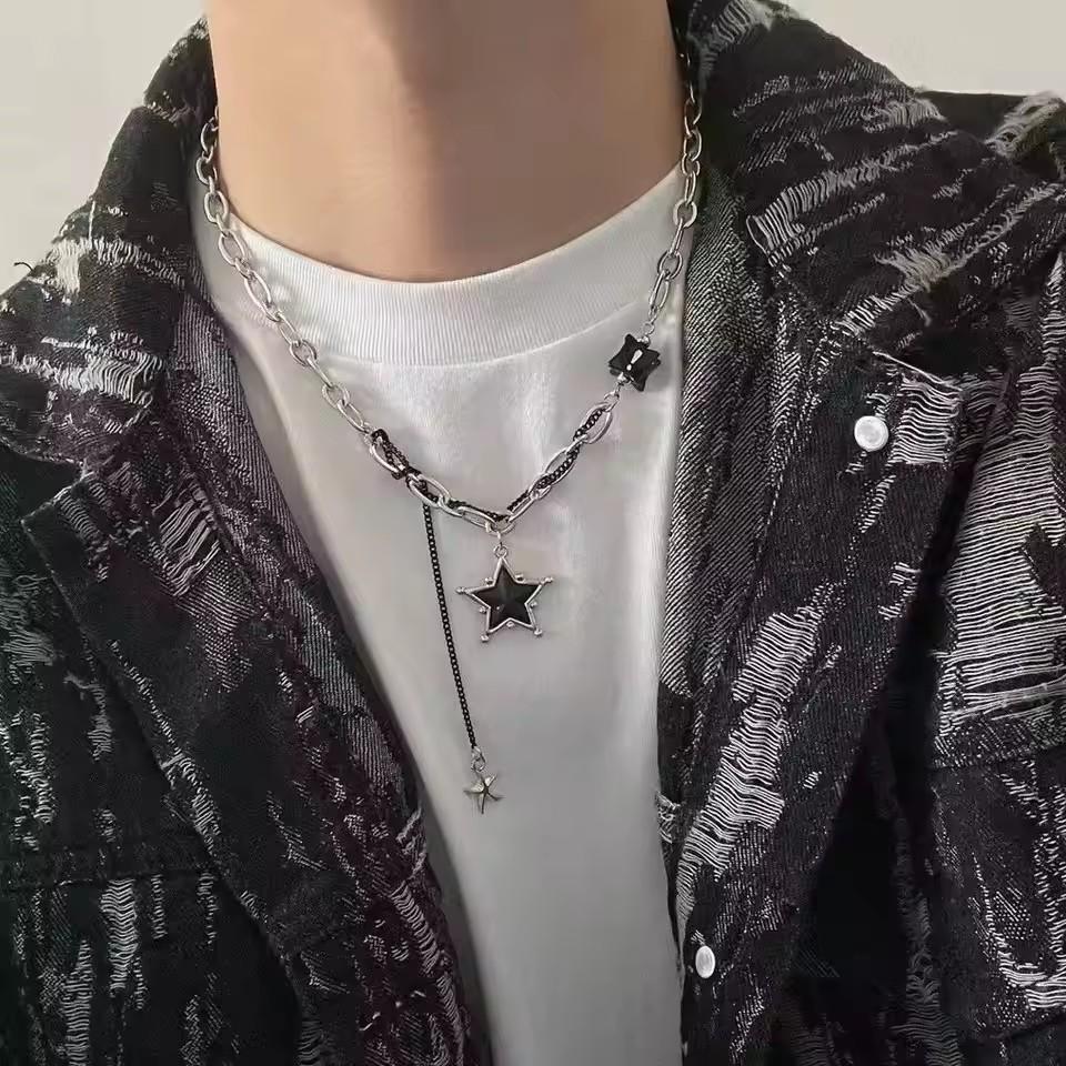 Goth Black Cross Pentagram Red Thorns Heart Pendant Chain Necklace For Women Men Grunge Punk Halloween Jewelry Y2K Accessories