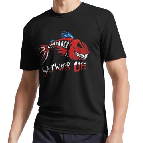 

New Saltwater Life Fisherman Fishing Active Logo T-Shirt Funny Size S to 5XL 4XL