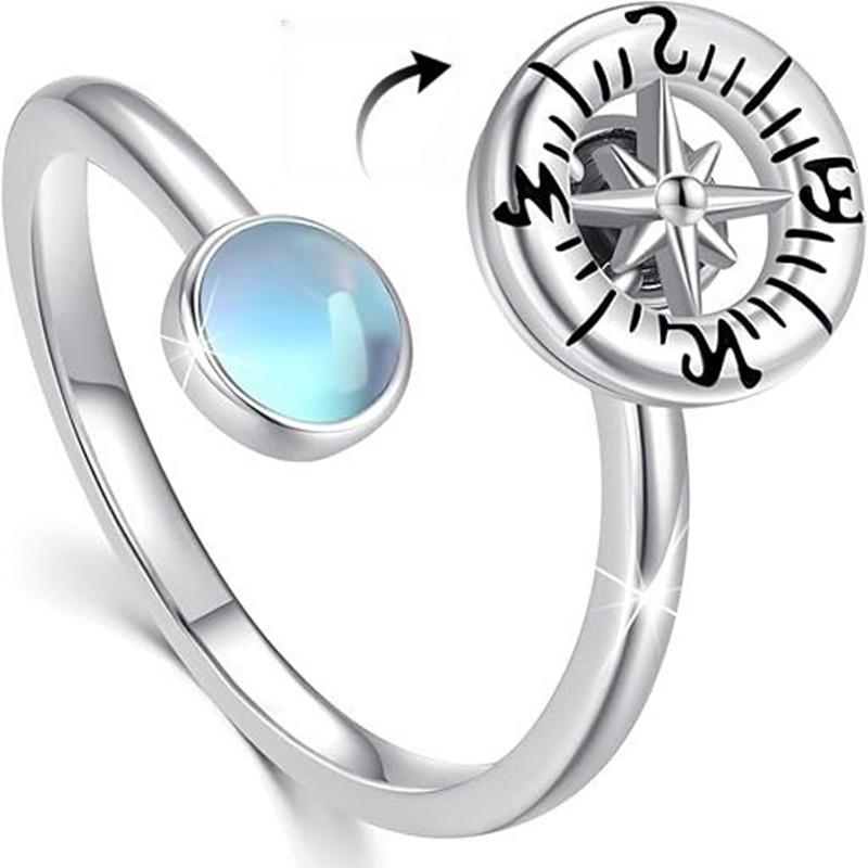 

Cross Border New Design Spinning Ring Eight-Pointed Star Clock Dial Adjustable Rings Fashion Unique Index Finger Zircon Gift resizable